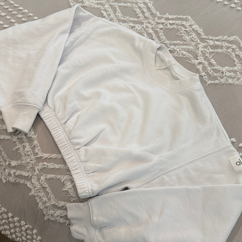 Alo Yoga Devotion Pullover Fleece Crop Sweatshirt White- Size S